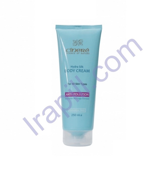 Cinere Hydra Silk Anti Pollution Body Cream ۲۵۰ ml کرم بدن ضد آلودگی هوای سینره سری Hydra Silk حجم 250 میلی لیتر