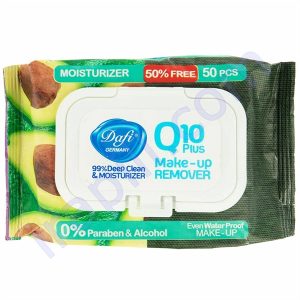 دستمال مرطوب پاک کننده آرایش آووکادو دافی مدل Q10 بسته 50 عددی