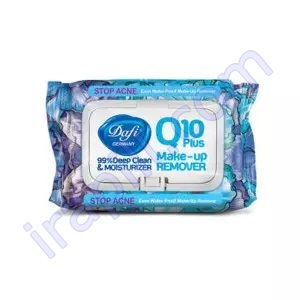 دستمال مرطوب پاک کننده آرایش دافی مدل Q10 Stop Acne بسته 50 عددی