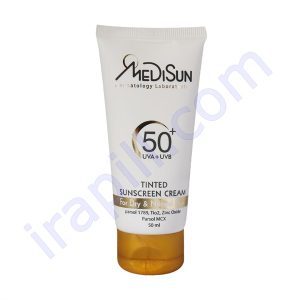کرم ضد آفتاب فاقد رنگ SPF50 مدیسان حجم 50 میلی لیتر